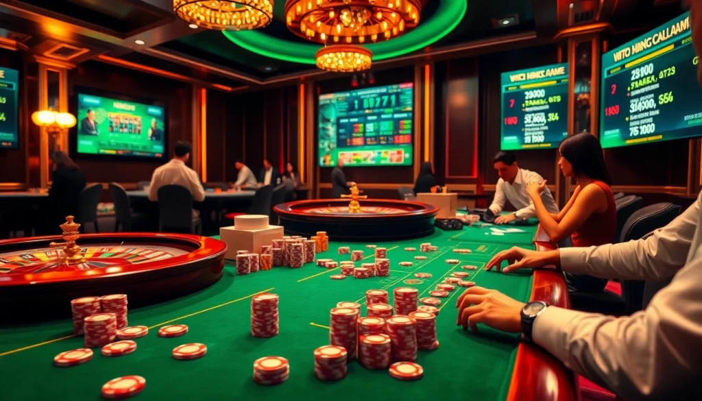 Experience thrilling gameplay at rikvip as players engage with vibrant casino tables and exciting betting options.