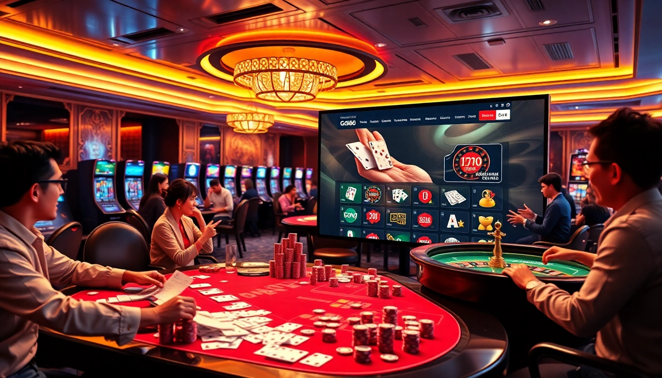 The vibrant online gambling experience at https://go88app.cn.com/ showcasing diverse casino games in an exciting, luxurious atmosphere.