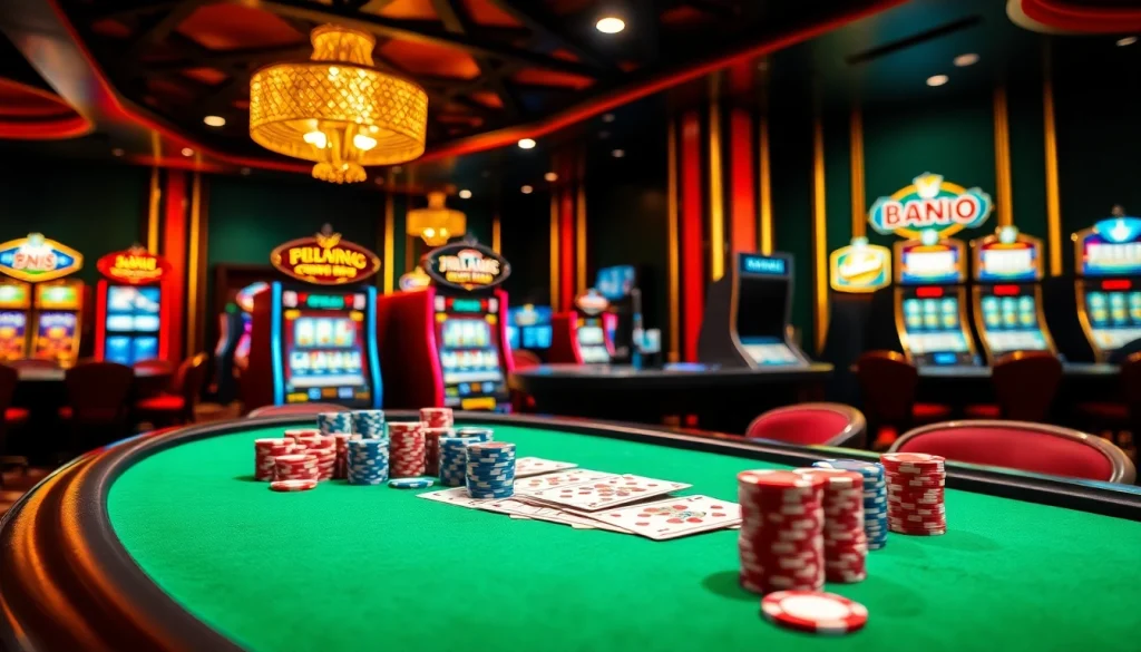 Experience the excitement of gambling at https://da88.bot/ with vibrant poker chips and gleaming slot machines.