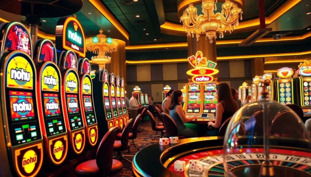 Nohu slot machines attract players with vibrant designs and thrilling gameplay in a luxurious casino atmosphere.