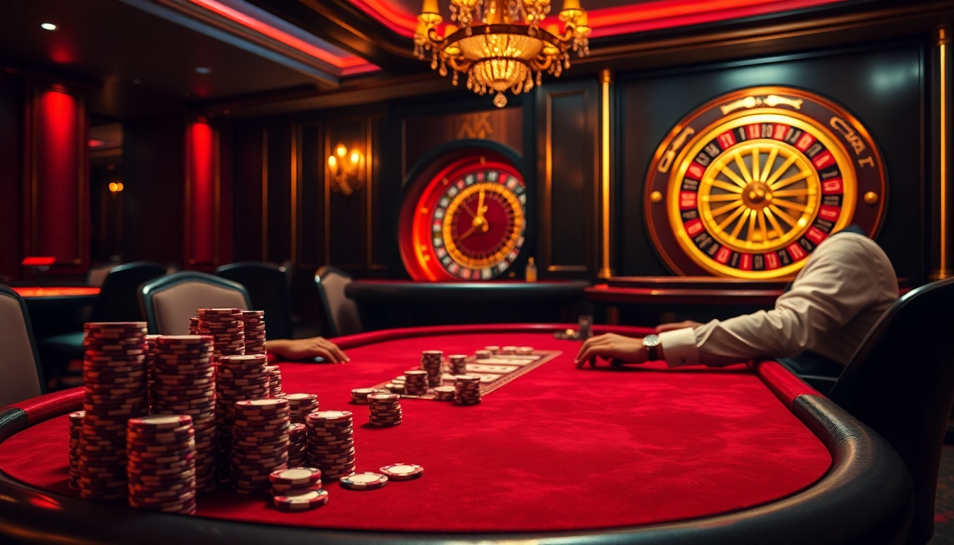 Players strategizing at an HM88 poker table in a luxurious casino environment.