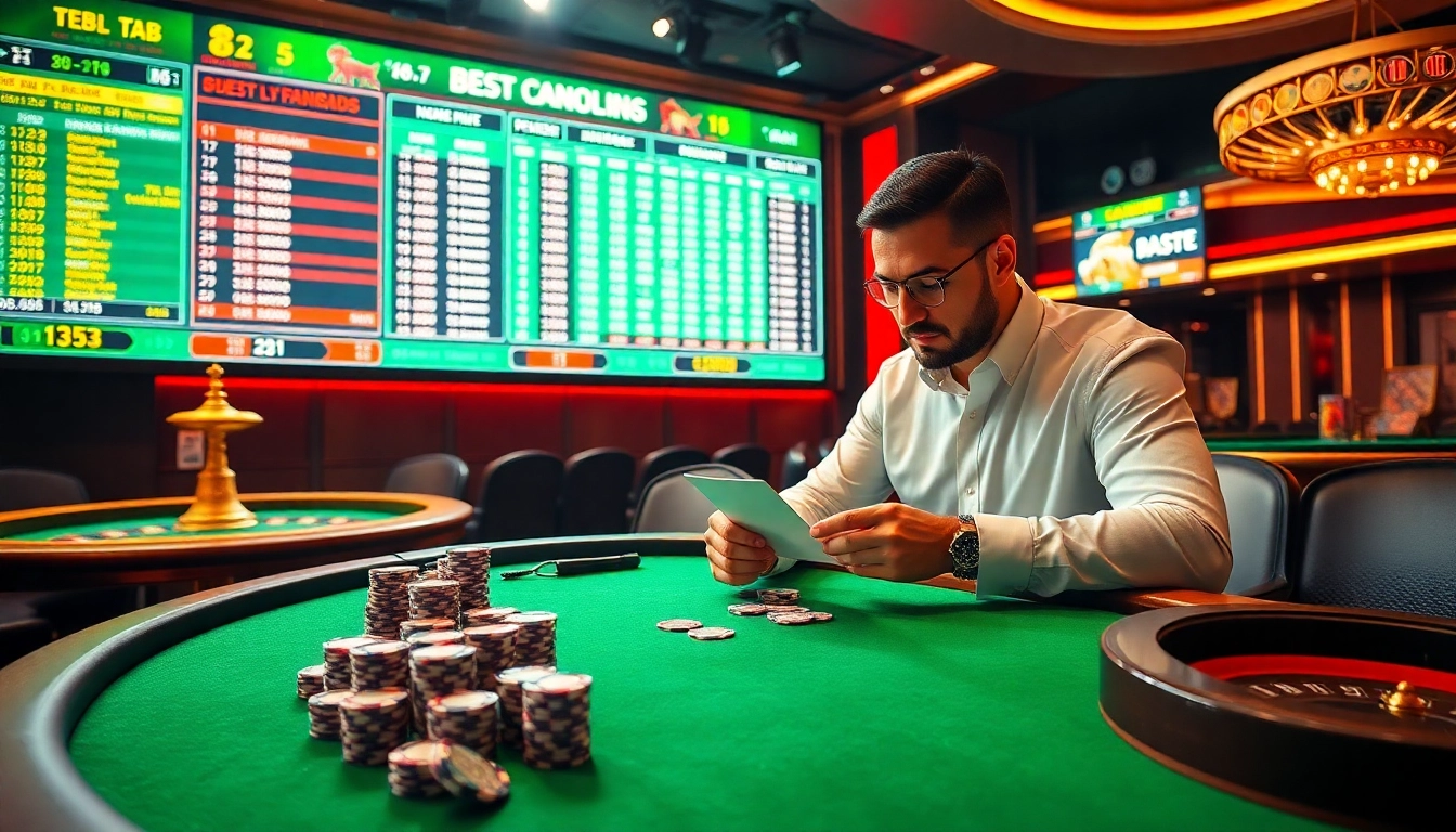 Analyze tỷ lệ kèo nhà cái 5 strategies at a vibrant casino table with poker chips and real-time odds.