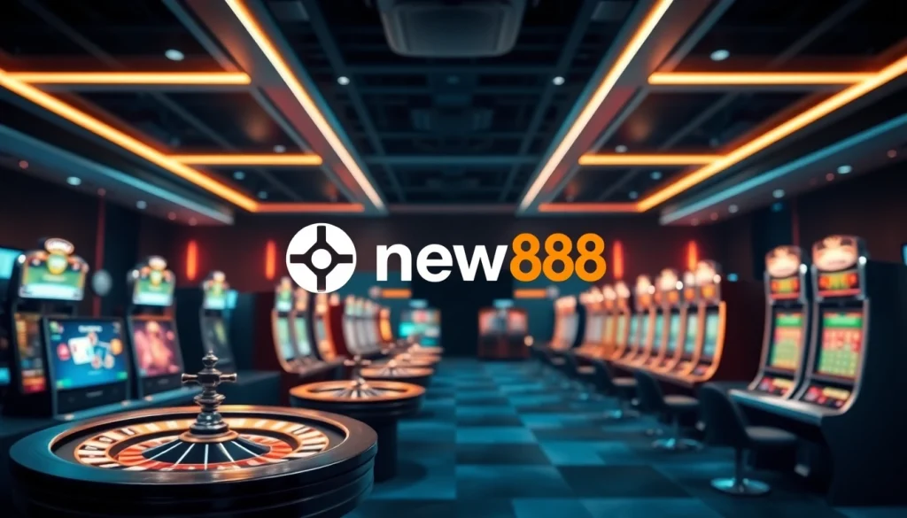 Experience new88's modern online gaming platform with dynamic gaming elements and a sleek interface.