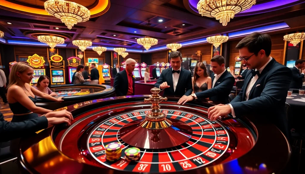Exciting gameplay at https://tg88link.com/, showcasing players at a roulette table in a luxurious casino setting.