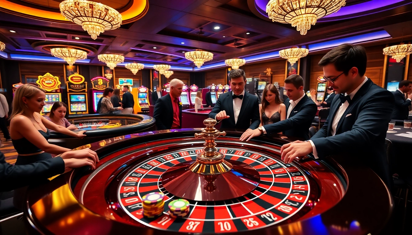 Exciting gameplay at https://tg88link.com/, showcasing players at a roulette table in a luxurious casino setting.