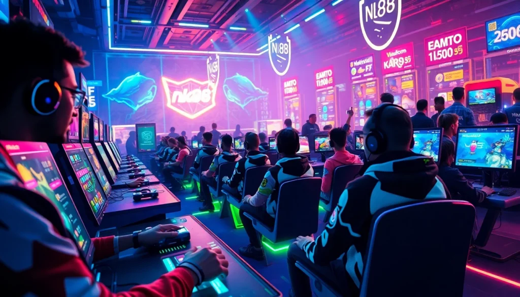 Engaging nk88 online gaming environment with vibrant digital interfaces and player interactions.
