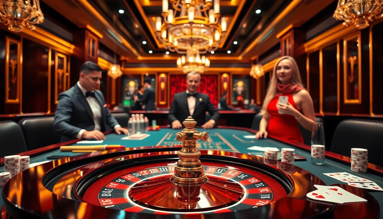 Players enjoying a thrilling game at the elegant tables of https://xx88casino.com/, featuring roulette and poker chips.