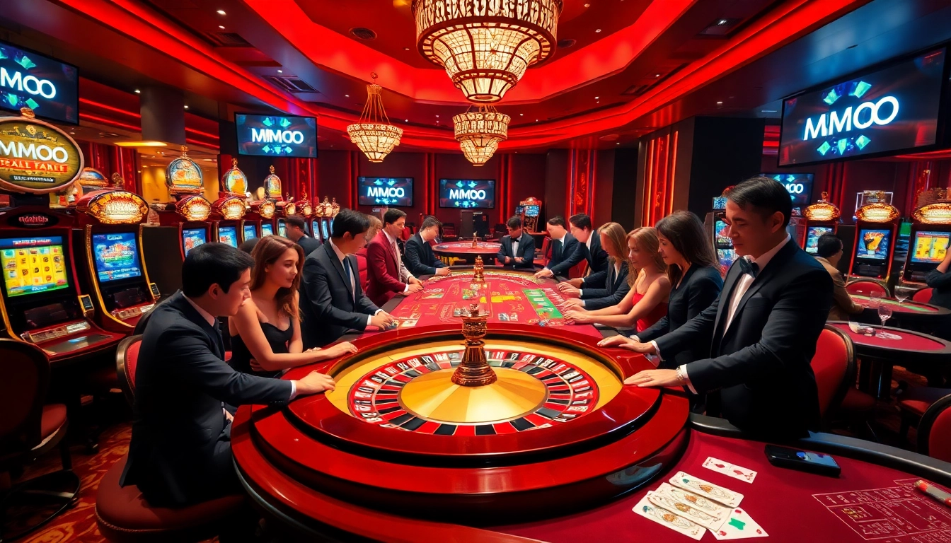 Players enjoying a thrilling game of roulette at an MMOO casino, capturing the excitement of gambling.