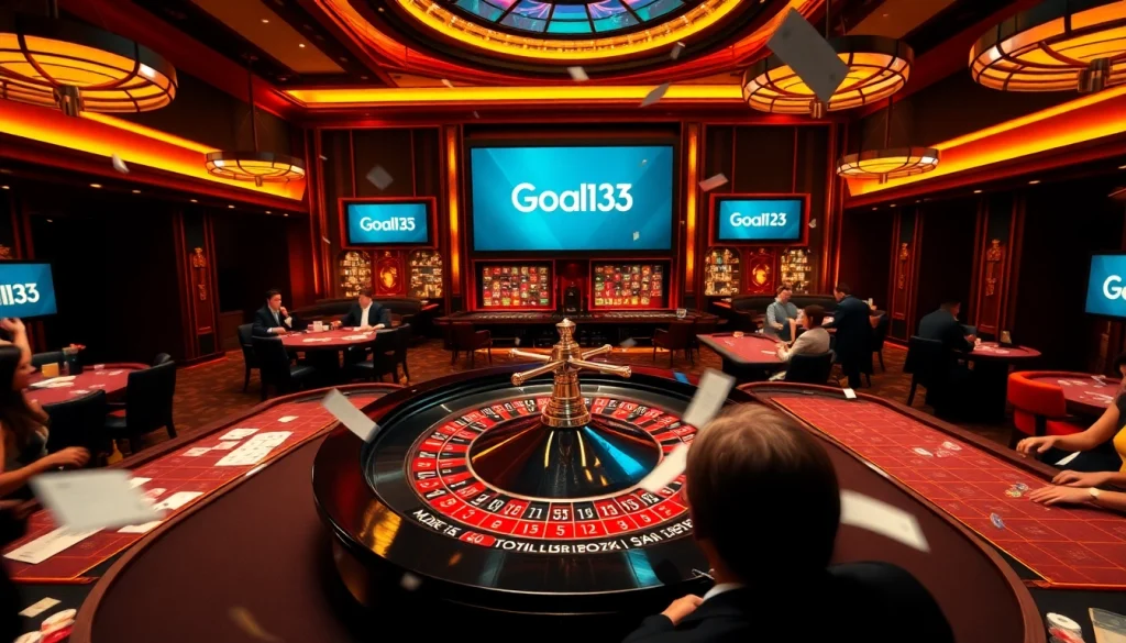 Experience the thrill of gambling with Goal123 at our vibrant casino tables, roulette wheel, and poker chips.