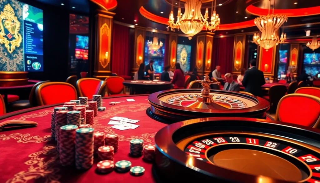 Bongdalu players celebrating a big win at a luxury casino table filled with cards and chips.