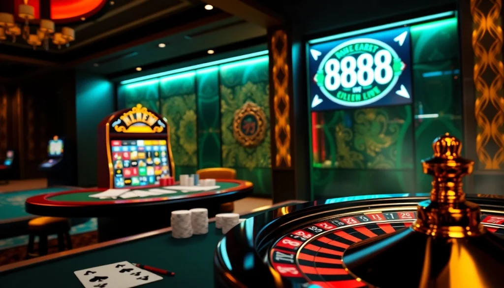 Experience the thrill of Trang chủ 888NEW with vibrant casino tables and exciting games.