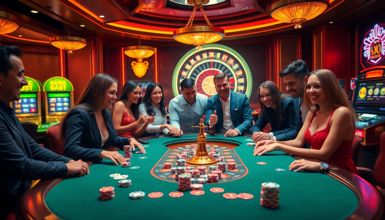 Engaging players at a vibrant table showcasing casino excitement at https://88new.autos/ with colorful chips and cards.