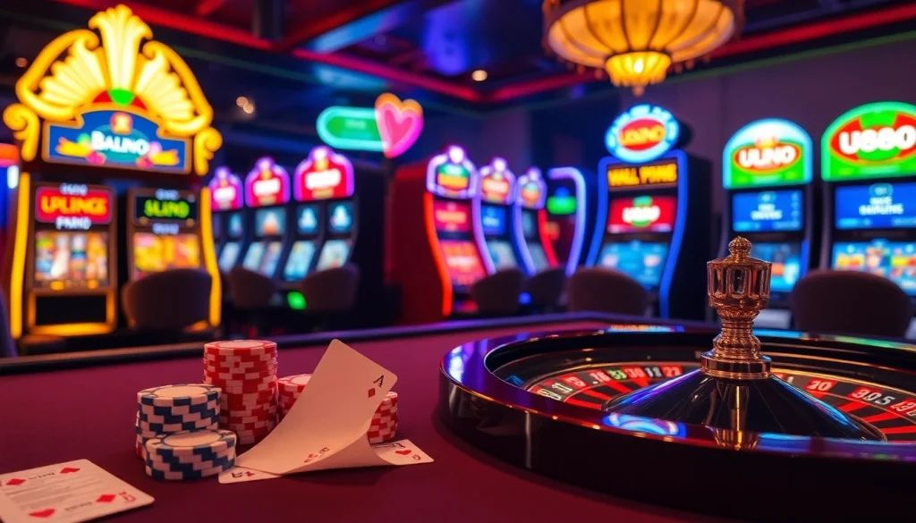 Experience the thrill of U888 with engaging casino tables, vibrant slots, and poker chips.