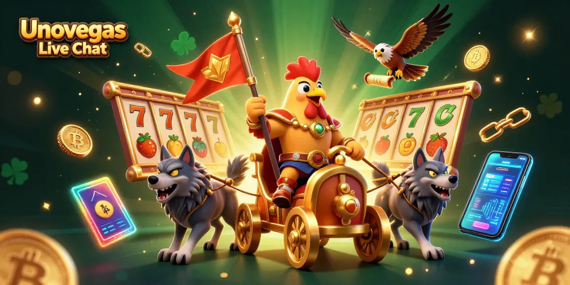 Experience Unovegas Live Chat for 24/7 support with exciting slot game visuals and vibrant characters.