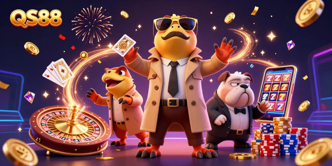 Spin and win at QS88 with thrilling casino characters in a vibrant atmosphere.